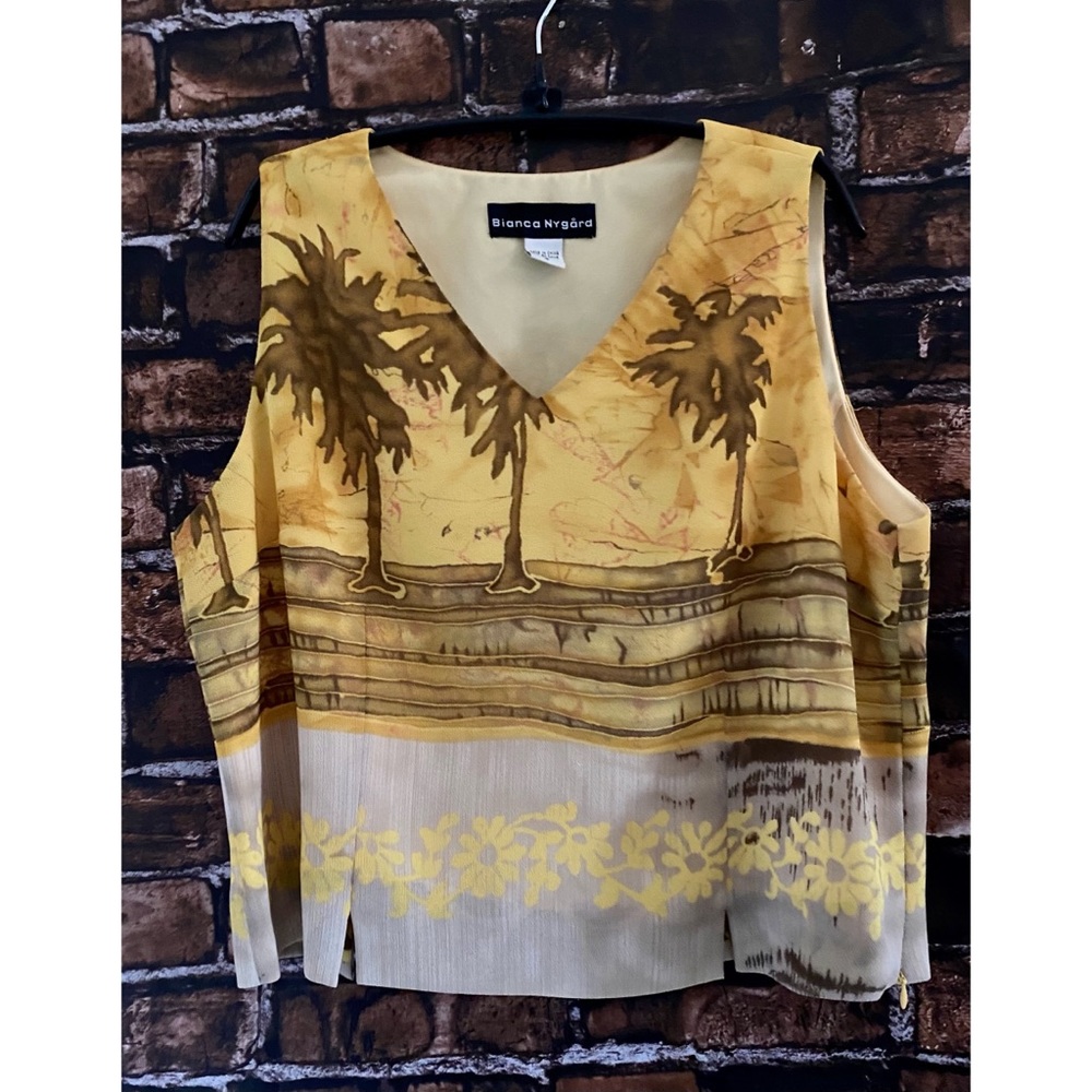 Nygård Yellow/Tan/Grey Blouse and Skirt, Size 16